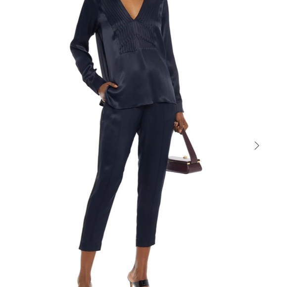 By Malene Birger Pants - By Malene Birger Navy Black Grosgrain Trim Tapered Leg Party Trousers Pants 40 6